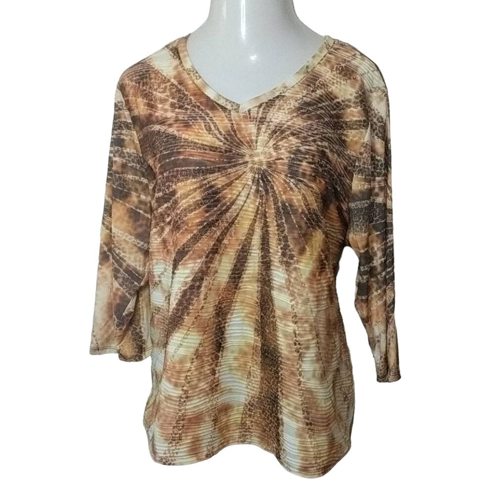 ERIN LONDON NEW Orange Sunburst Textured Top 3X